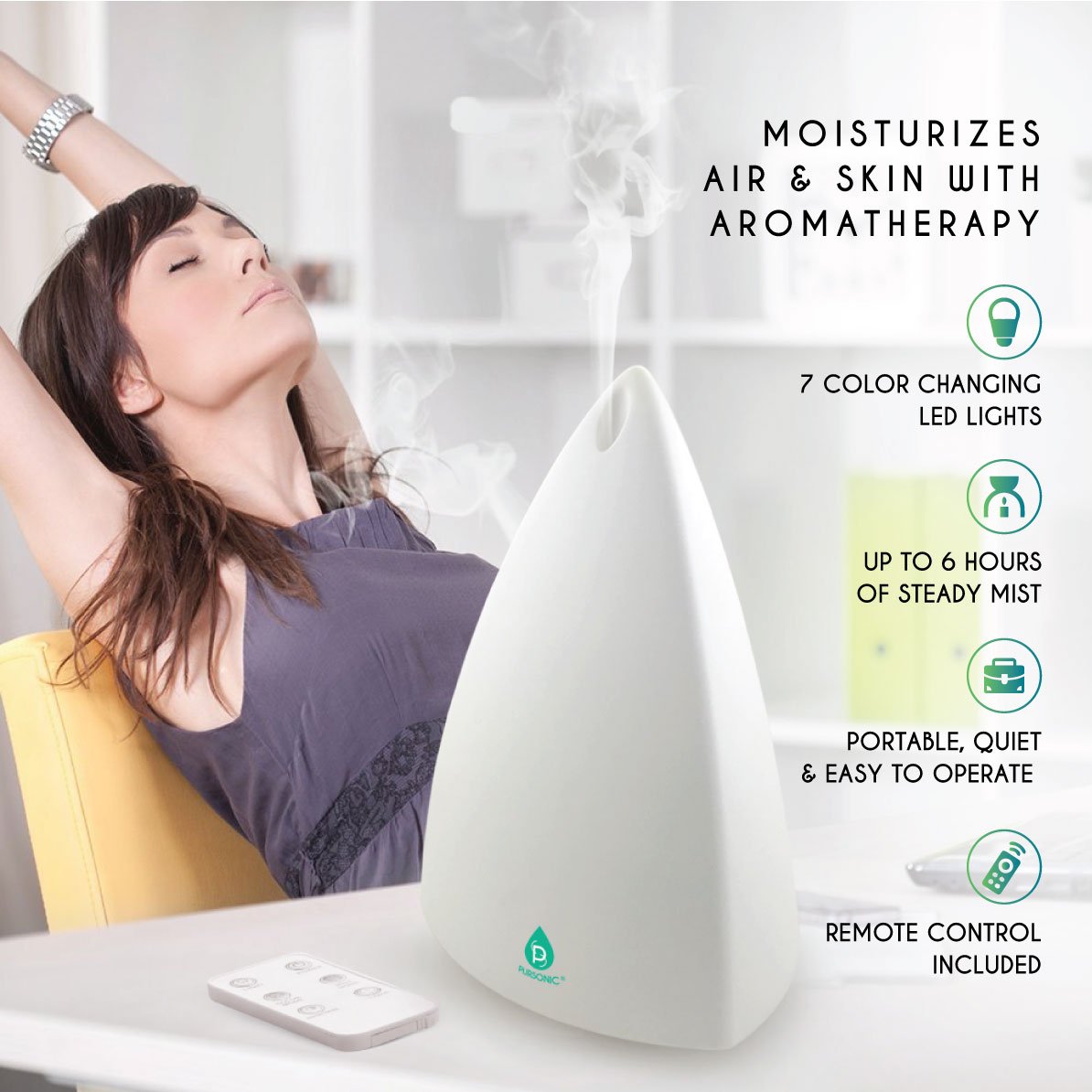 Pursonic Aromatherapy Diffuser & Essential Oil Set -Ultrasonic Top 3